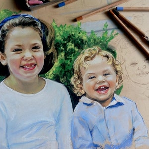 Portrait painting from photo Custom portrait from photo Family portrait Mother's day gift children portrait wedding portrait baby portra image 3