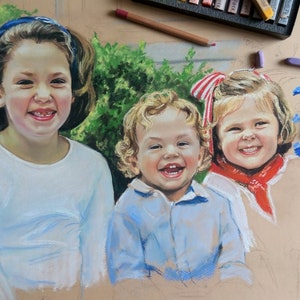 Portrait painting from photo Custom portrait from photo Family portrait Mother's day gift children portrait wedding portrait baby portra image 4