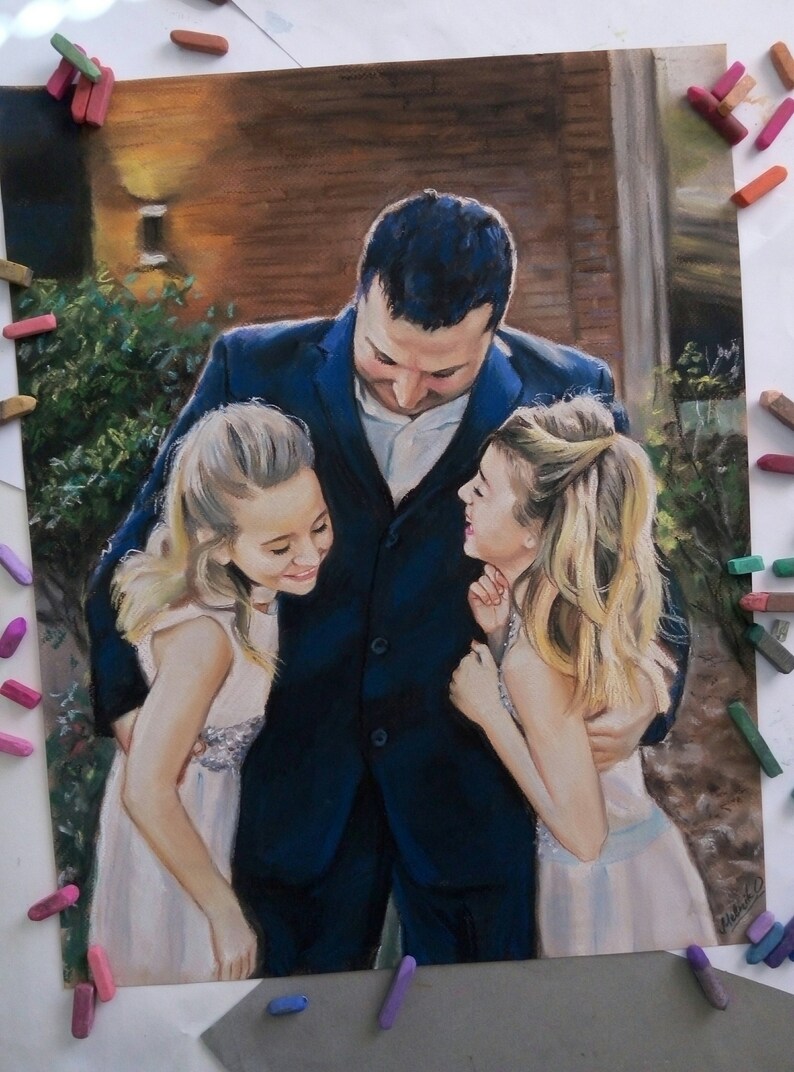 Custom portrait from photo Portrait painting Portrait of a couple Gift family portrait Gift for her Gift for him pair portrait image 6