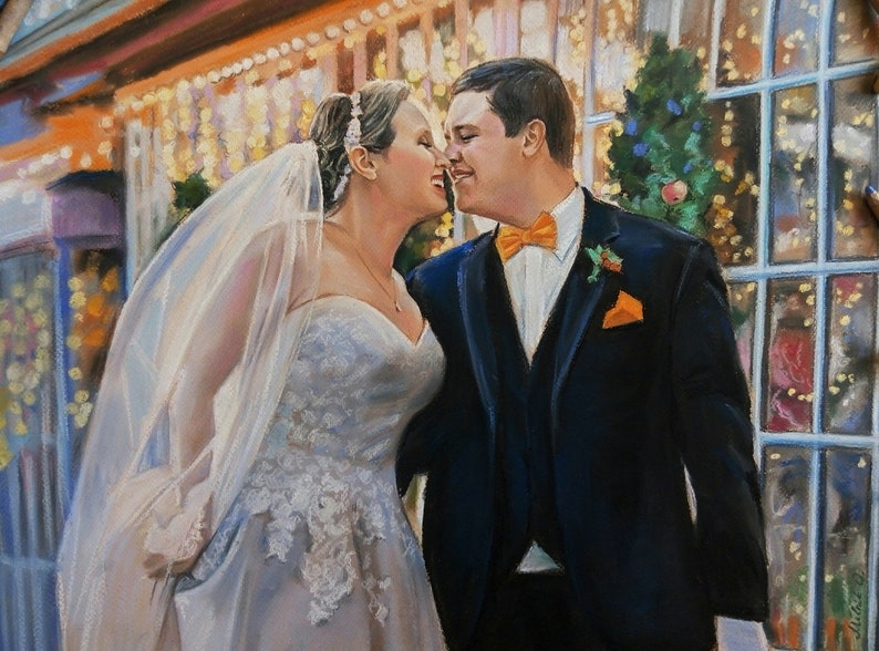 Personalisiertes Hochzeitsportrait: Handgezeichnetes Familienandenken in Pastellfarben Bild 8