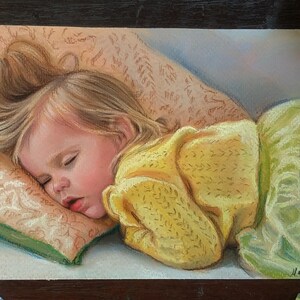 Retrato al pastel personalizado a partir de una foto: Arte familiar o infantil enmarcado imagen 20
