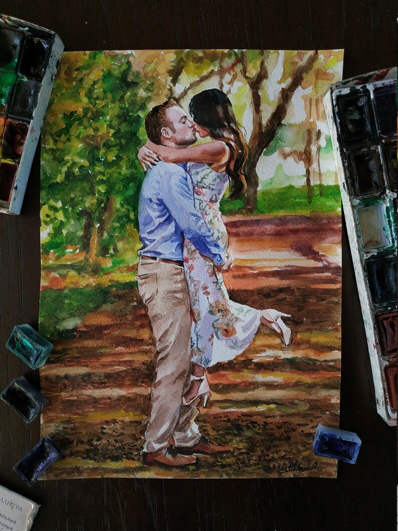 Custom Watercolor Portrait: Wedding, Family, Couples from Photo image 3