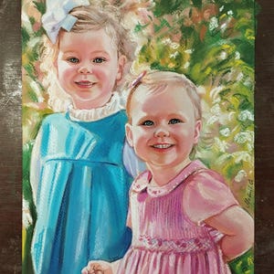 Retrato al pastel personalizado a partir de una foto: Arte familiar o infantil enmarcado imagen 15