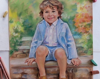 Custom portrait from photo Christmas gifts portrait painting children portrait pastel portrait wedding portrait  family portrait baby portra