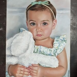 Retrato al pastel personalizado a partir de una foto: Arte familiar o infantil enmarcado imagen 18