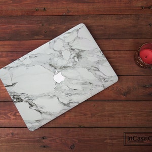 White Marble MacBook Case | Macbook Air 13 M2 A2681, Macbook Pro 13 M2 A2338, Macbook Pro 14 A2442, MacBook Pro 16 A2485, MacBook Pro 15