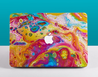 Rainbow Marble Macbook-hoes: MacBook Pro 14 A3112, MacBook Pro 16 A2991, MacBook Air 13 A3240, McBook Air 15 A3241,