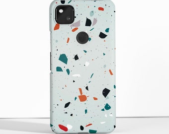 Blauw terrazzo-telefoonhoesje: harde plastic hoes