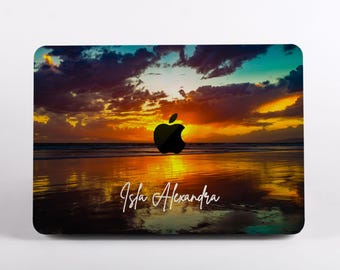 Étui MacBook personnalisé Sunset Beach pour MacBook Neo A3404, MacBook Pro 14 A3427, MacBook Air 15 A3448, MacBook Air 13 A3449 et plus encore !