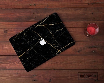 Zwart marmeren MacBook-hoes: MacBook Pro 14 A3112, MacBook Pro 16 A2991, MacBook Air 13 A3240, McBook Air 15 A3241,