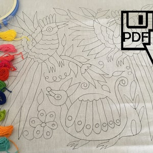 PDF Estilo Otomí, Patrón de Bordado y Tutorial, Arte de bordado, Descarga Instantánea Pdf, Bordado Principiante, Patrón de Bordado Mexicano