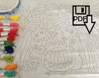 PDF Estilo Otomí, Patrón de Bordado y Tutorial, Arte de bordado, Descarga Instantánea Pdf, Bordado Principiante, Patrón de Bordado Mexicano