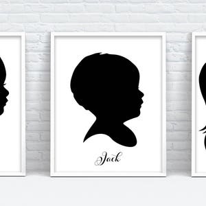 Portrait personnalisé, Silhouette enfant, Portrait personnalisé, Portrait silhouette, Silhouette fille garçon, Imprimable, Silhouette noire