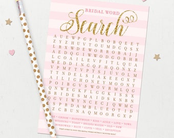 Bridal Word Search | Virtual + Printable |  Bridal Shower Game | Party Games | Wedding Shower | Bachelorette | Hen Party | Instant Download