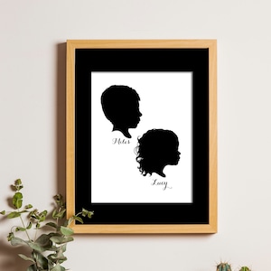 Siblings Silhouette, Child Silhouette, Personalized Portrait, Silhouette Portrait, Girl Boy Silhouette, Printable, Black Silhouette