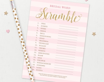 Virtual + Printable | Bridal Word Scramble | Bridal Shower Game | Wedding Shower | Bachelorette Party Game | Hen Party | Instant Download