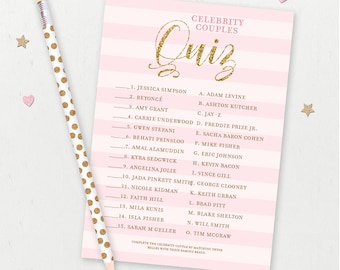 Virtual + Printable | Celebrity Couples Bridal Shower Game | Wedding Shower | Bachelorette Party | Hen Party | Party Game | Instant Download