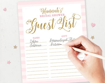 Bridal Shower Guest List | Personalized Bridal Shower Guest List | Sign in Sheet | Custom Guest Sheet | Digital Download | Printable Sign