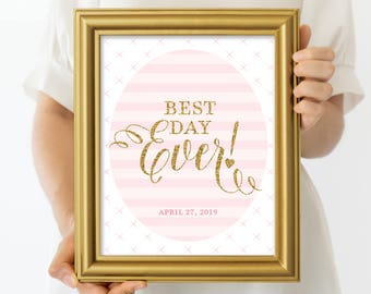 Personalized Bridal Shower Sign - Best Day Ever | Custom Wedding Sign | Couples Shower | Bachelorette | Hen Party | Printable Download