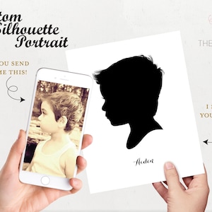 Retrato de silueta personalizado, silueta de niño, retrato personalizado, retrato de silueta, silueta de niña y niño, imprimible, silueta negra