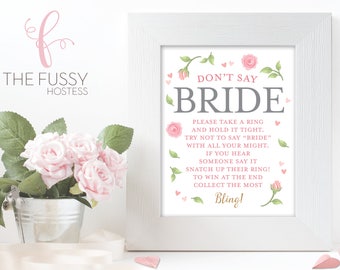 Don't Say Bride | Bachelorette | Hen Party | Bridal Shower Games | Bridal Shower Game | Party Game | Instant Download | Printable Download