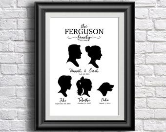 Custom Family Silhouette, Family Silhouette, Silhouette, Custom Portrait, Silhouette Portrait, Portrait, Printable, Black Silhouette, Cameo