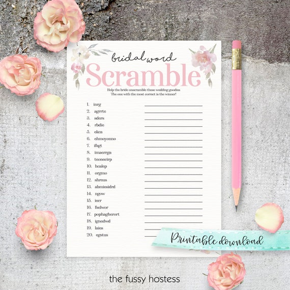 Virtual + Printable Bridal Word Scramble Shower Game Word Game