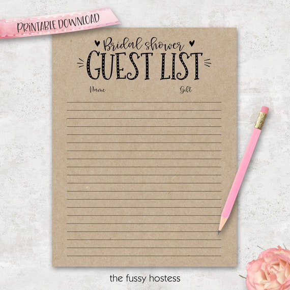 Free Printable Bridal Shower Sign In Sheet PRINTABLE TEMPLATES