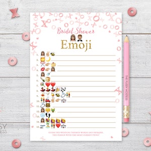 Virtual Printable Pictionary Bridal Shower Emoji Game Wedding Emoji Bridal Emoji Wedding Emoji Pictionary Instant Download image 1