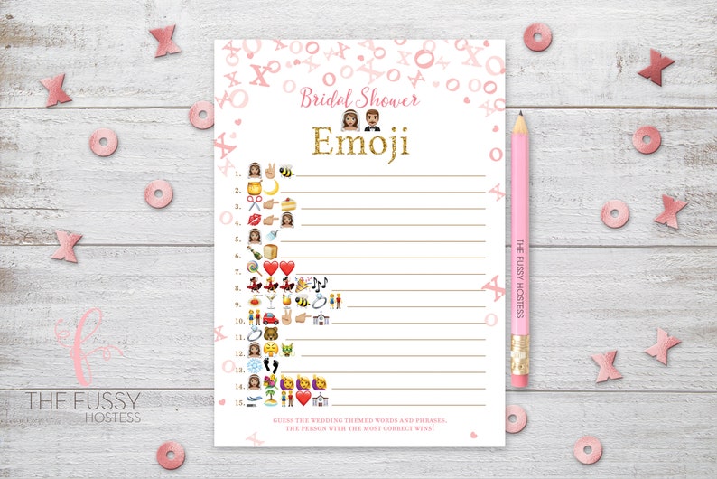 Virtual Printable Pictionary Bridal Shower Emoji Game Wedding Emoji Bridal Emoji Wedding Emoji Pictionary Instant Download image 1