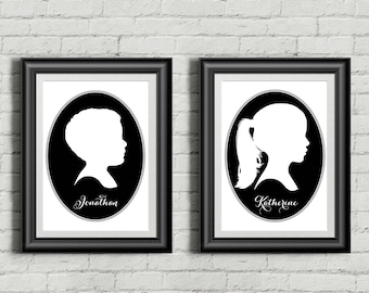 Custom Silhouette, Child Silhouette, Cameo, Silhouette, Custom Portrait, Silhouette Portrait, Printable, Girl, Boy, Black Silhouette