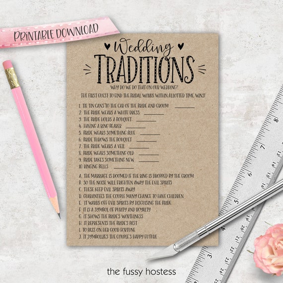 Virtual + Printable Wedding Traditions Bridal Shower Game
