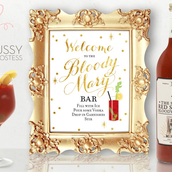 Bloody Mary Bar Sign with Directions, Bloody Mary Bar Print, Bridal Shower, Birthday, Wedding Sign, DIY Printable Sign, Instant Download