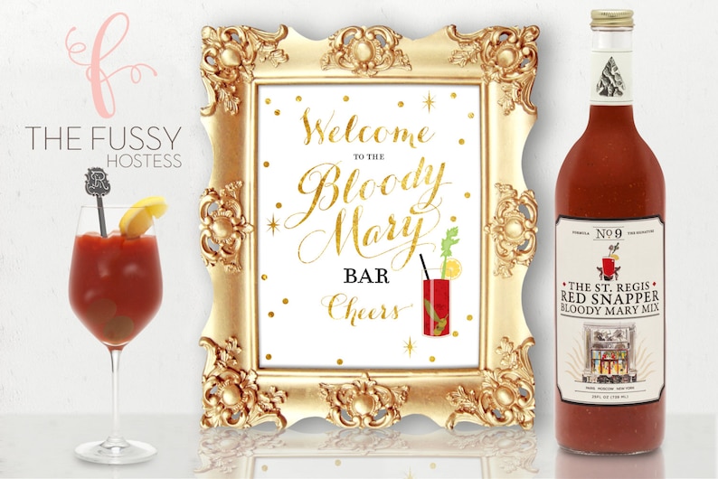 Bloody Mary Bar Bar Sign Bridal Shower Wedding Birthday Party Bachelorette Hen Party Printable Download Instant Download image 1