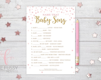 Name That Baby Song | Virtual + Printable | Baby Shower Game | Girl Baby Shower | Instant Download | Digital Download | Pink and Gold