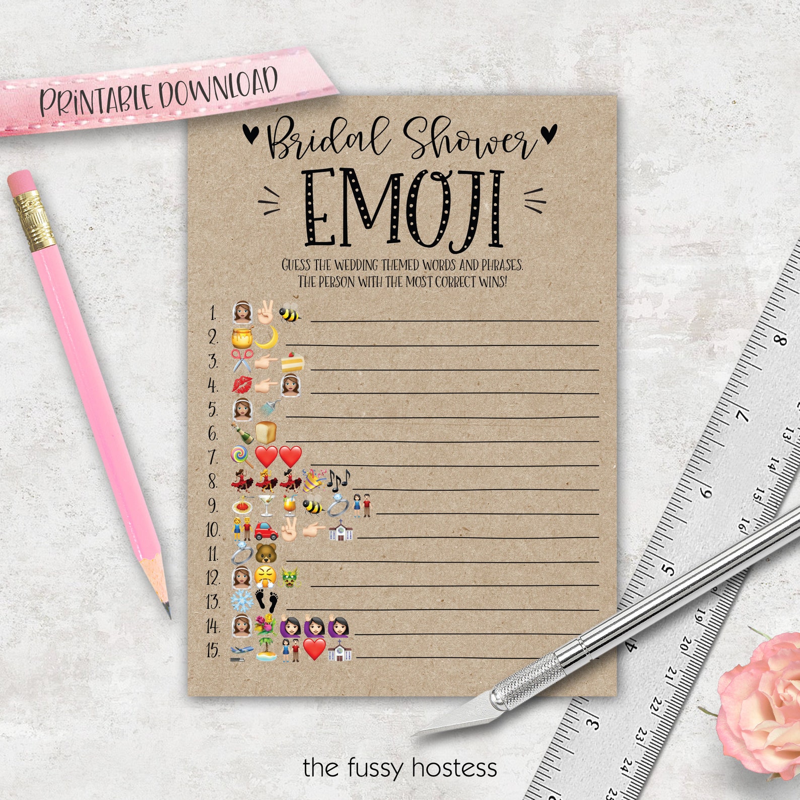 Bridal Shower Guest List Virtual Printable Sign in Sheet Etsy