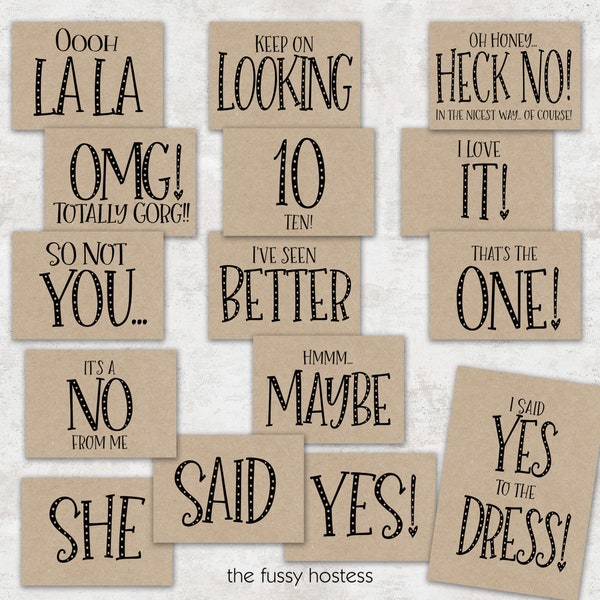 Say Yes To The Dress Signs | Said Yes | Bridal Shower Game | Wedding Dress Shopping | Paddle Signs | Communion Dress | Printable | Kraft