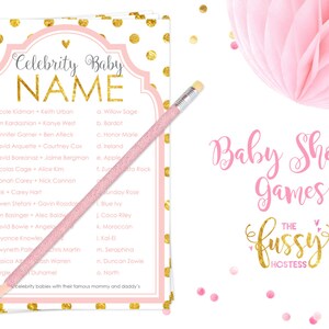 Don't Say Baby Shower Game Printable, Baby Shower Game, Printable, Clothespin Game, Baby Shower Activities, Instant Download, Pink and Gold image 2