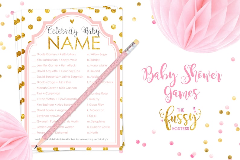 Don't Say Baby Shower Game Printable, Baby Shower Game, Printable, Clothespin Game, Baby Shower Activities, Instant Download, Pink and Gold image 2