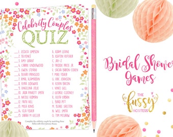 Virtual + Printable | Celebrity Couples Bridal Shower Game | Virtual Party Game | Bachelorette | Hen Party | Instant Download | Printable