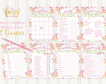 Virtual + Printable | Shower Game Package | Bridal Shower Bundle | Instant Download | Printable Bridal Shower Games | Hen Party | 7 Games