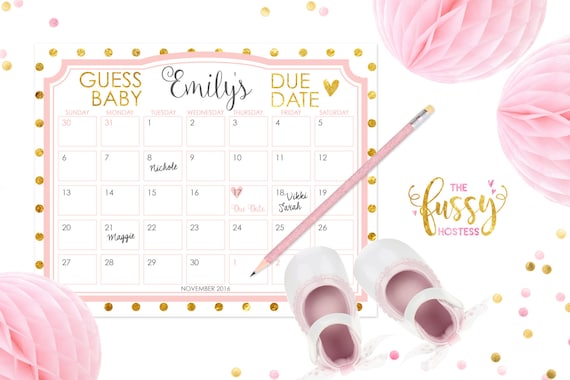 Due Date Calendar Game, Guess the Due Date, Birthday Prediction, Baby ...