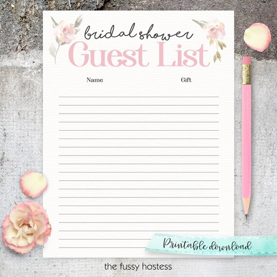 Free Printable Bridal Shower Sign In Sheet FREE PRINTABLE TEMPLATES