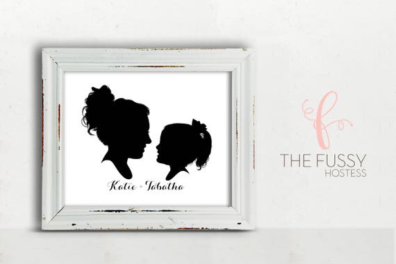 Black and White Custom Silhouette Child Silhouette Portrait