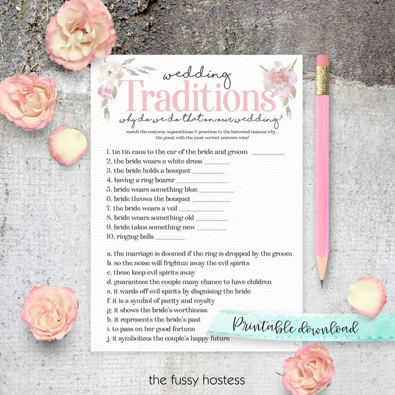 Virtual + Printable Wedding Traditions Bridal Shower Game Wedding