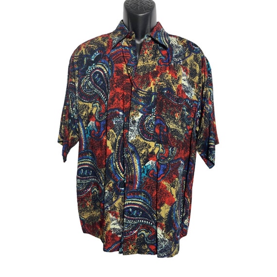 Vintage Henri Valdise Button Front Shirt Abstract… - image 1