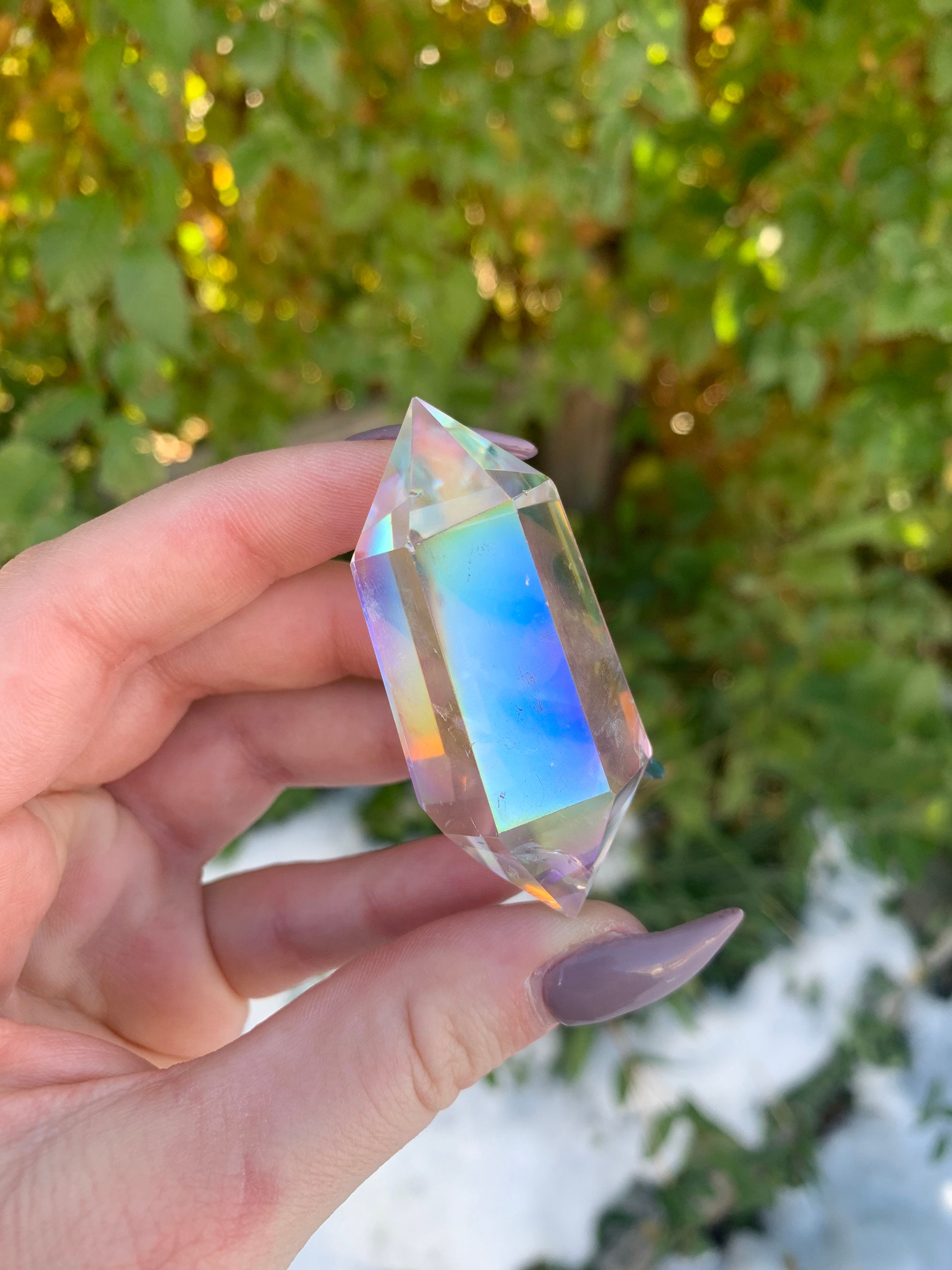 Aura Angel Clear Quartz Double Terminated Wand Point Obelisk (Qty:1)