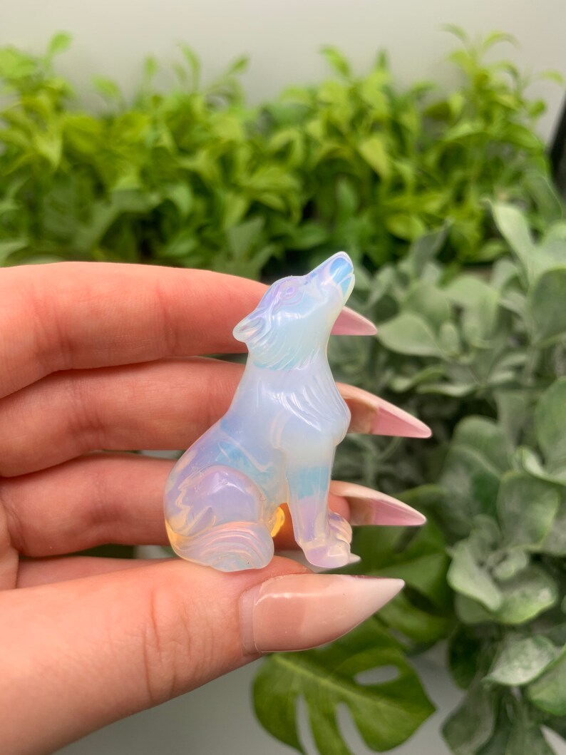 Carved Howling Opalite Wolf Qty: 1 image 7