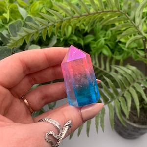 Pink Blue Cotton Candy Aura Angel Quartz Tower Point Obelisk (Qty:1)