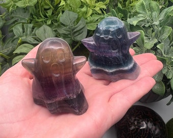 Carved Rainbow Fluorite Halloween Ghost (Qty: 1) (Lot 2)